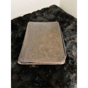 DAYTIMER Brown Simulated Leather Full Zip Around Desk Size Planner Cover